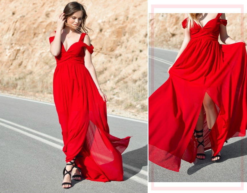 Uz crvenu haljinu kombinirajte crne ili bež štikle
