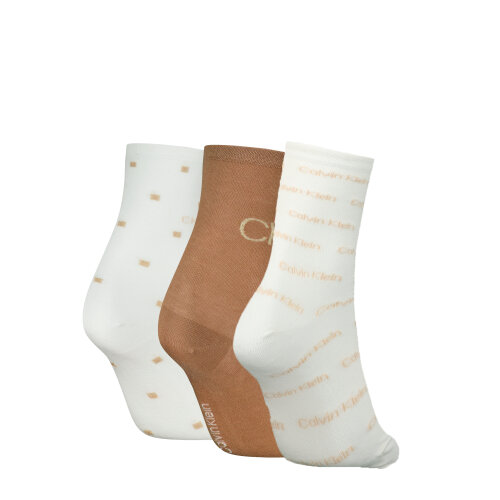CK WOMEN SOCK 3P LUREX LOGO GIFTBOX brown combo