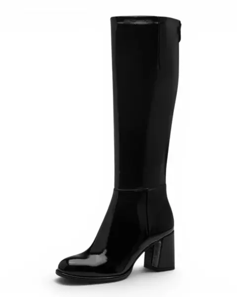 Tamaris Ženske Lakirane Čizme na Petu – Black Patent