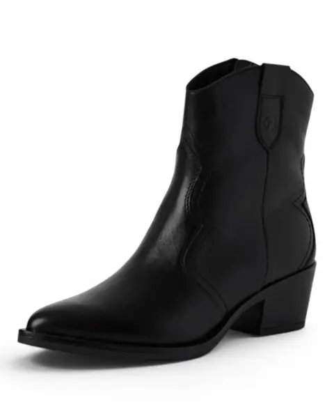 Tamaris Ženske Kožne Gležnjače na Petu – Black Leather