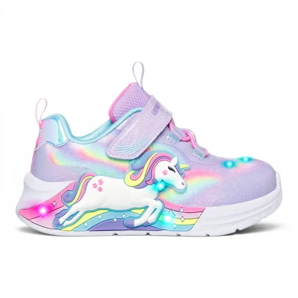 302298N-LVMT Unicorn Chaser LVMT svjetleće dječje tenisice ružičasto-ljubičaste – Skechers