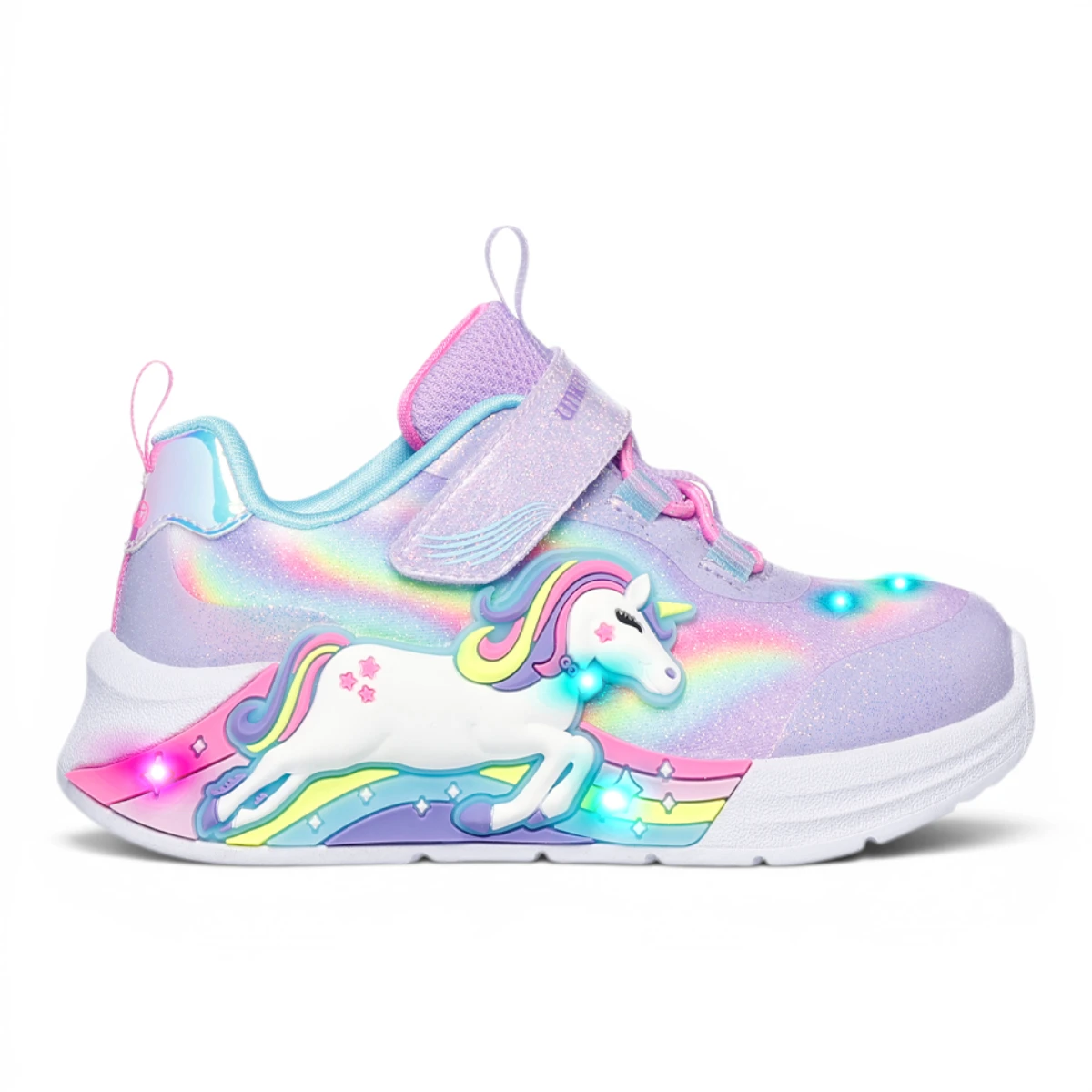 302298N-LVMT Unicorn Chaser LVMT svjetleće dječje tenisice ružičasto-ljubičaste – Skechers