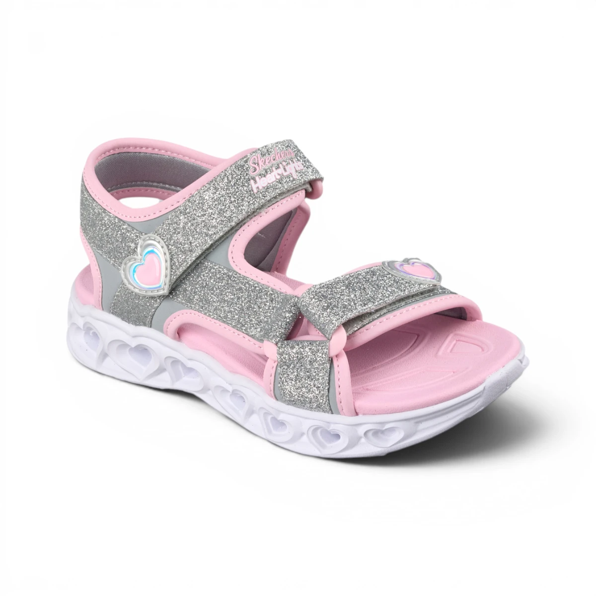 303114L-SLPK Heart Lights Sandals Sugar dječje sandale srebrno-roze – Skechers