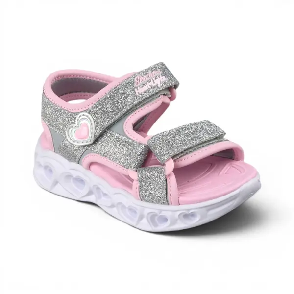 303114N-SLPK Heart Lights Sugar dječje sandale srebrno-roze – Skechers