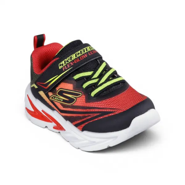400139N-BKRD Flex-Glow Ultra S-Lights dječje tenisice crno-crvene – Skechers