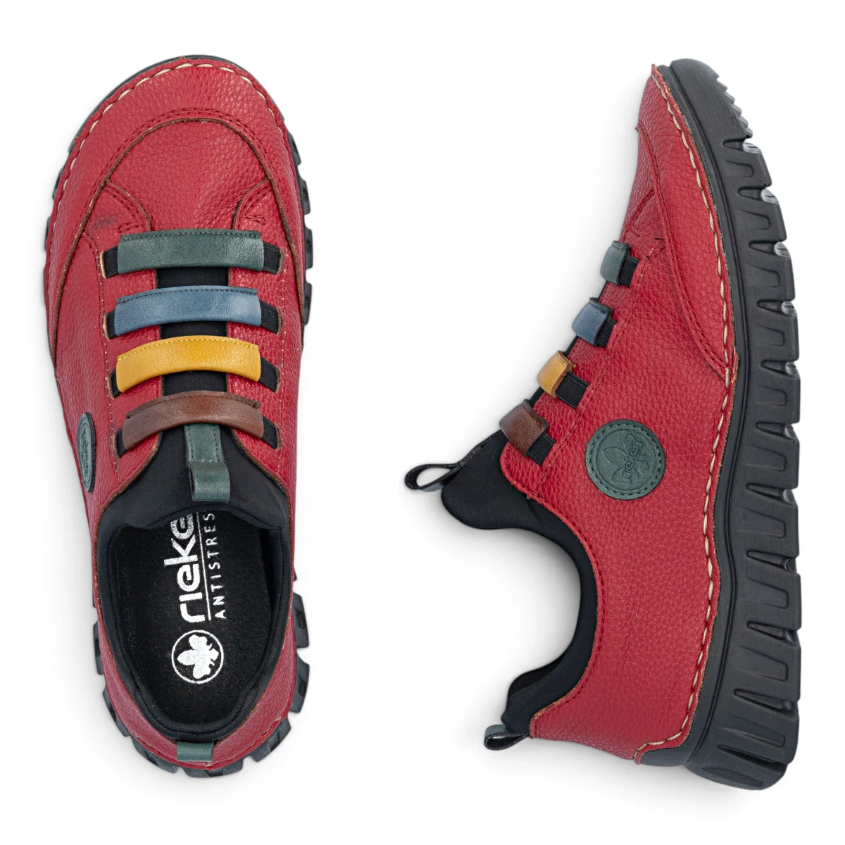 57550-33  Rieker ženska tenisica rot/peacock/royal/miele/chestnut/schwarz