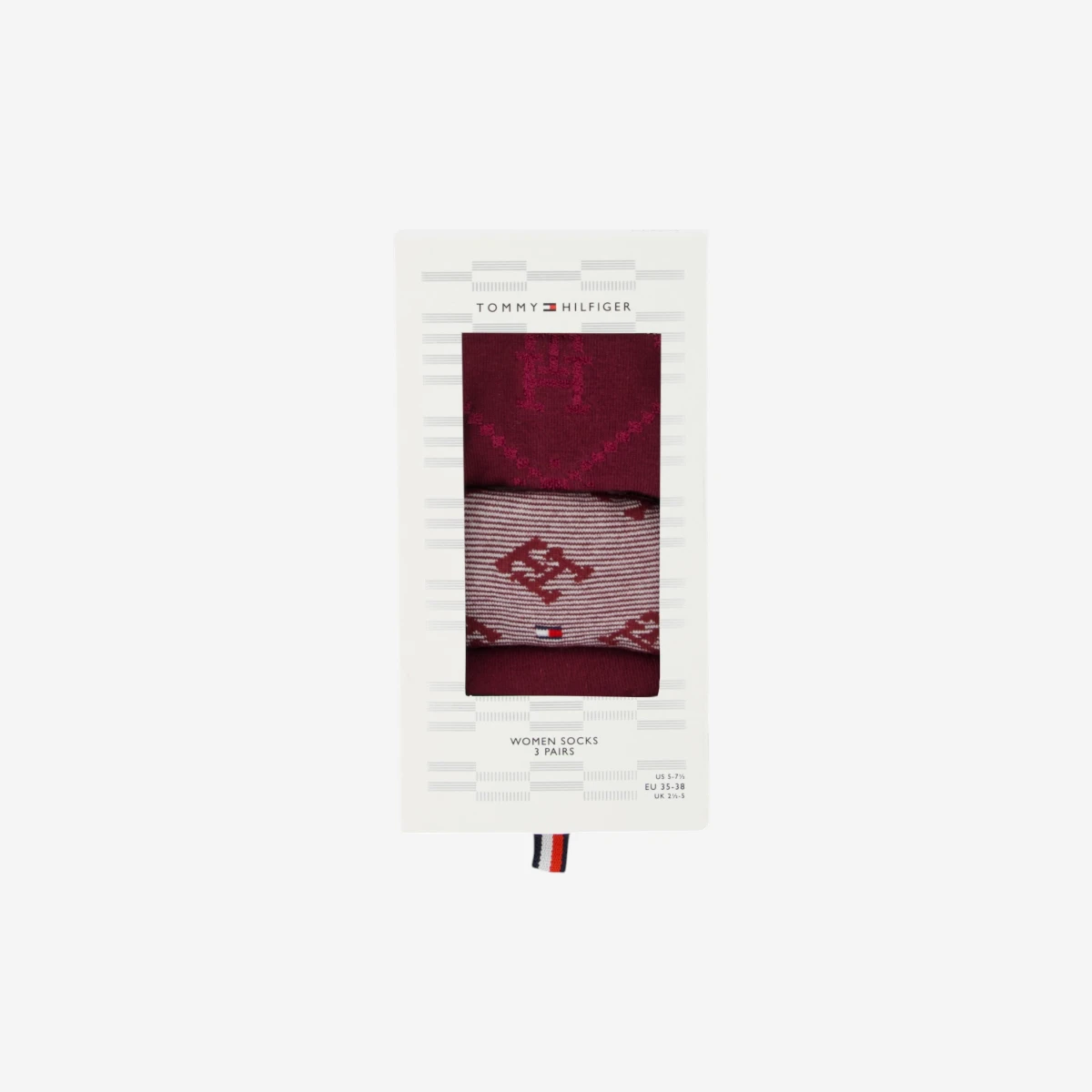 701229863-002 Tommy Hilfiger ženske čarape Women Sock Monogram Giftbox 3P red white