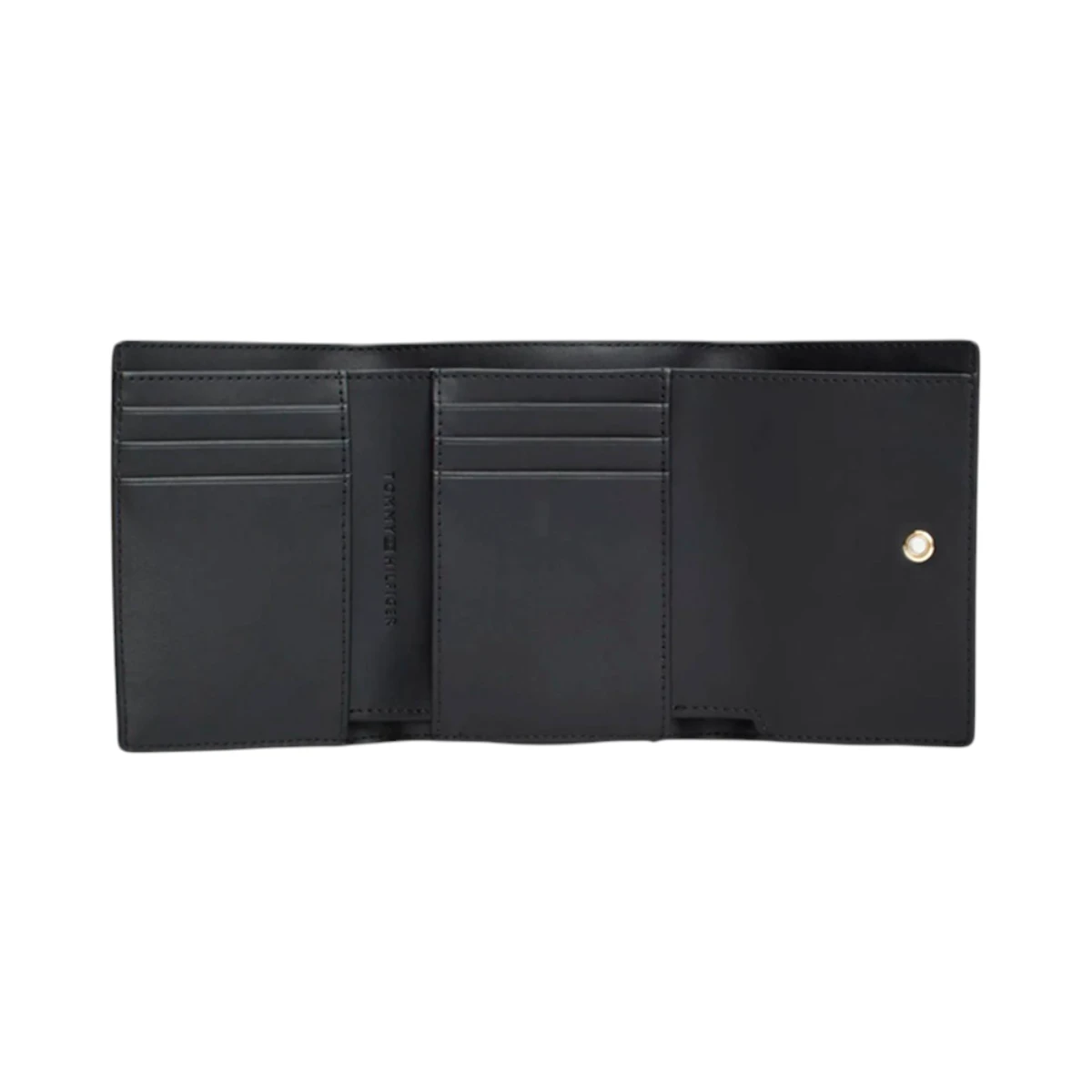 AW0AW17039-BDS TOMMY HILFIGER HER TRIFOLD WALLET ZENSKI KOZNI NOVCANIK CRNI NA TRI PREKLOPA MONOGRAM