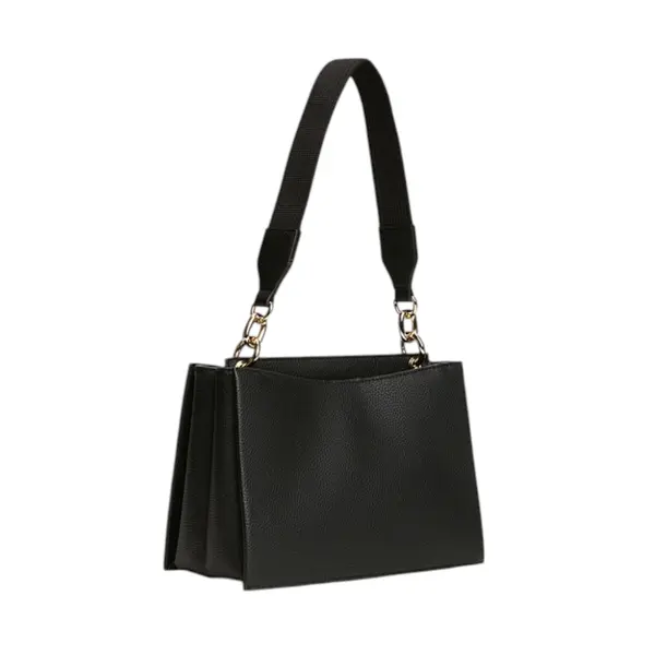 AW0AW17722-BDS-001 TOMMY HILFIGER TH HER MED SATCHEL ZENSKA TORBA CRNA STRUKTURIRANA RUCE RAMENI REMEN GOLD LOGO