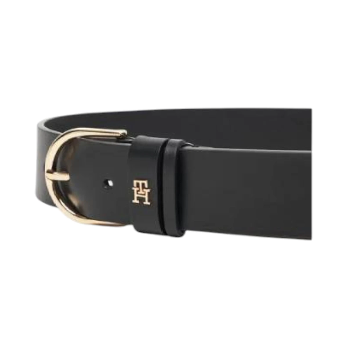 AW0AW17757-BDS TOMMY HILFIGER ESSENTIAL EFFORTLESS 35 ZENSKI KOZNI REMEN CRNI GLATKA KOZA ZLATNA TH MONOGRAM KOPCA SHIRINA 3.5 CM