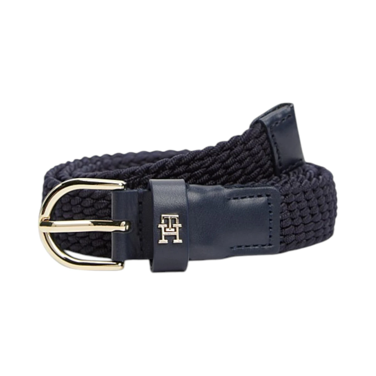 AW0AW17973-DW6 TOMMY HILFIGER ESSENTIAL 25 ELASTIC ZENSKI REMEN TAMNOPLAVI SPACE BLUE ELASTICNI KOZNI DETALJI ZLATNA TH KOPCA