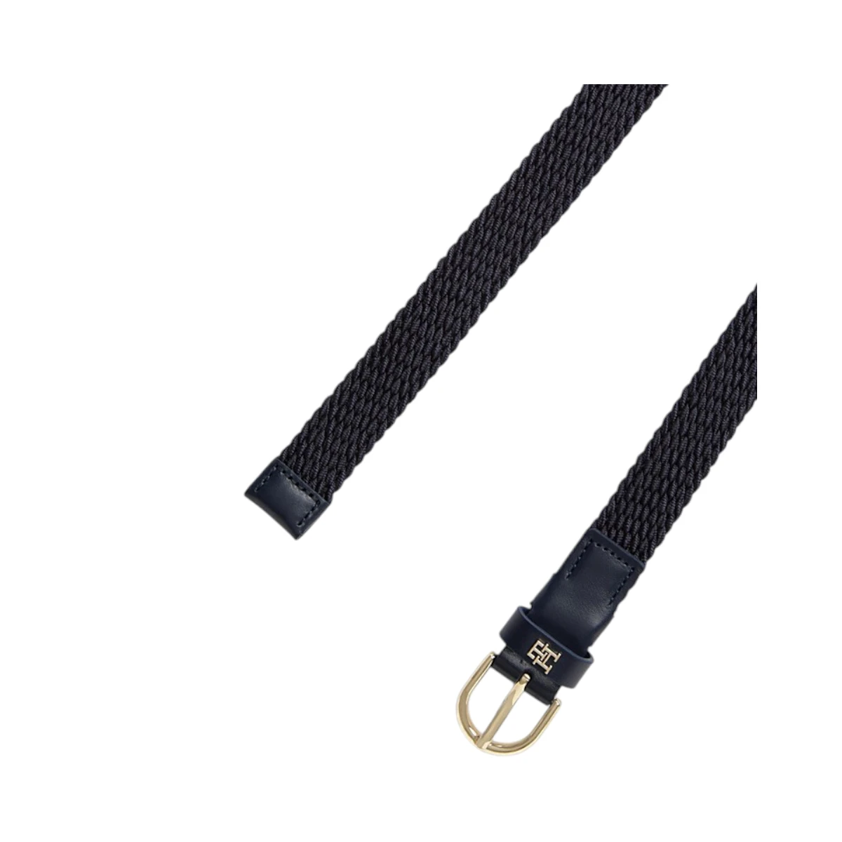 AW0AW17973-DW6 TOMMY HILFIGER ESSENTIAL 25 ELASTIC ZENSKI REMEN TAMNOPLAVI SPACE BLUE ELASTICNI KOZNI DETALJI ZLATNA TH KOPCA
