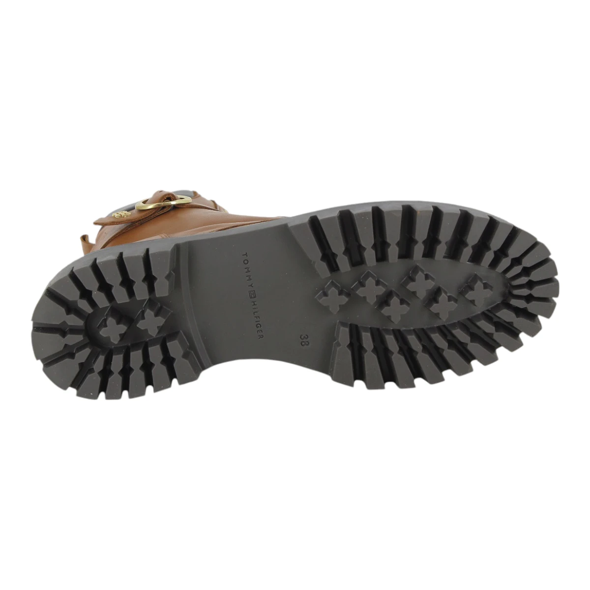 FW06734-GTU Tommy Hilfiger ženske kožne gležnjače Buckle Lace-Up Boot smeđe