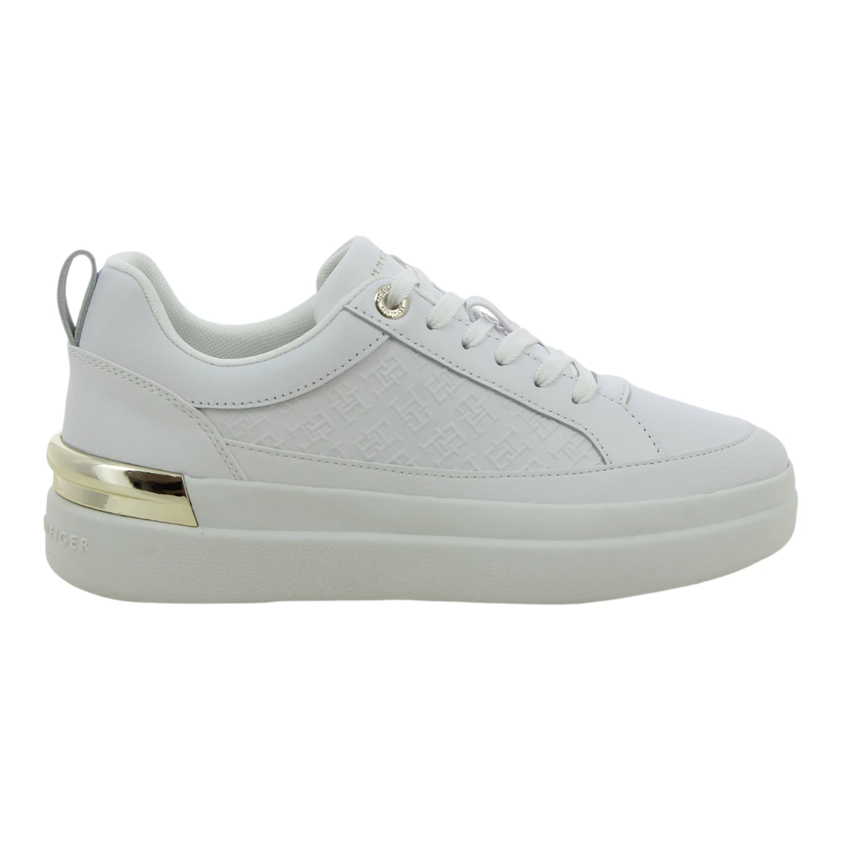 FW0FW07808-YBS Tommy Hilfiger ženske kožne tenisice Lux Court Monogram bijele