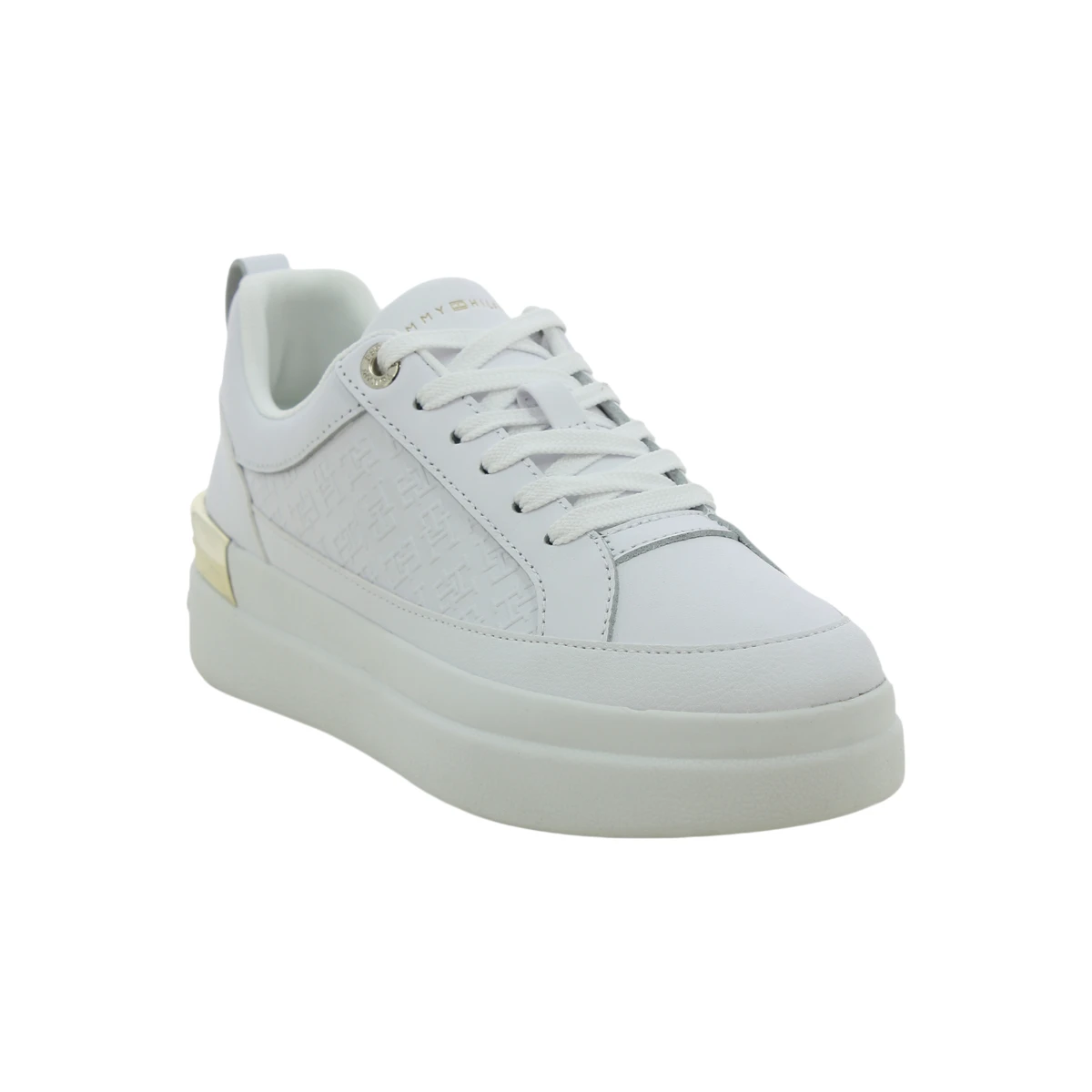 FW0FW07808-YBS Tommy Hilfiger ženske kožne tenisice Lux Court Monogram bijele