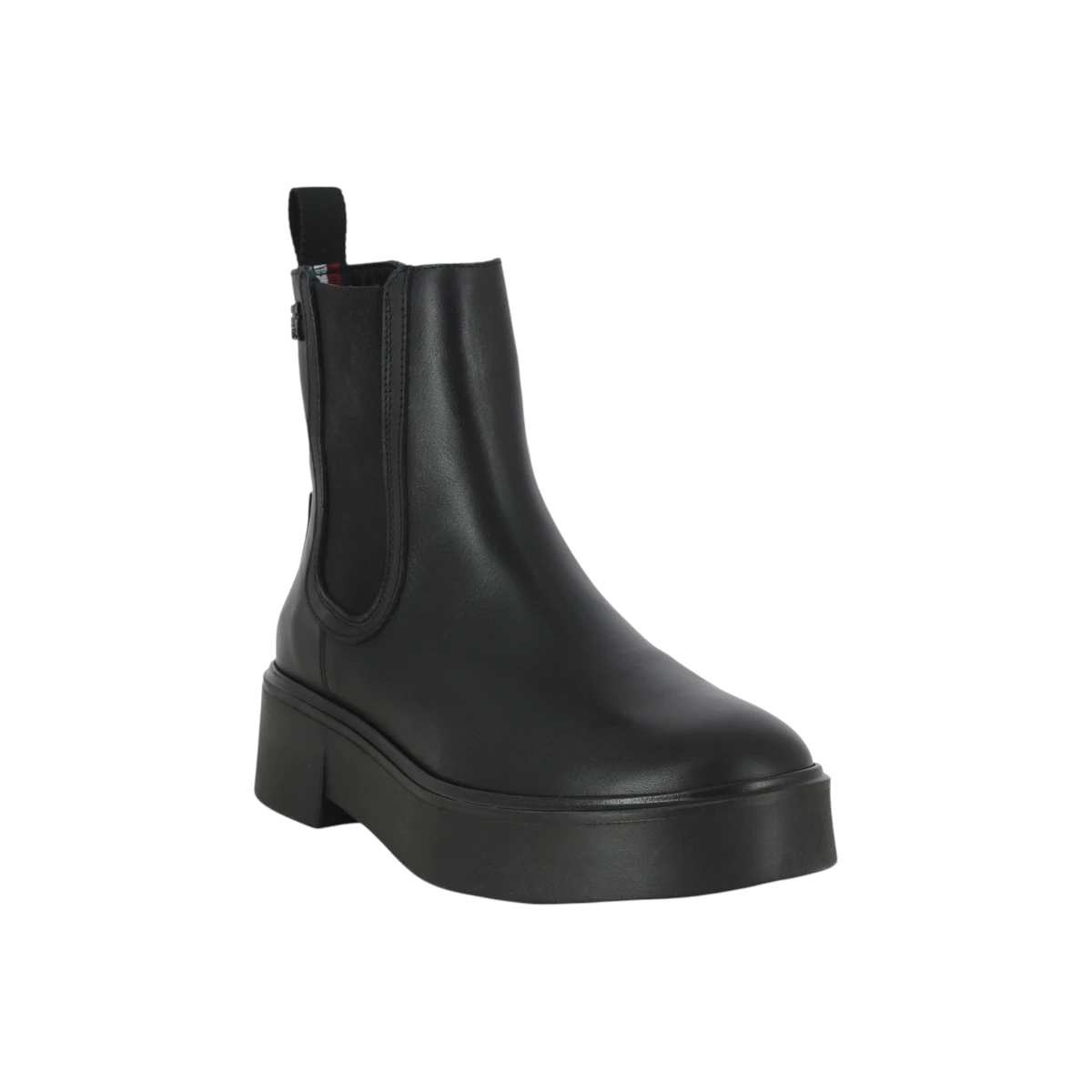 FW0FW08095-BDS Tommy Hilfiger ženske kožne gležnjače Minimal Leather Chelsea Logotape crne