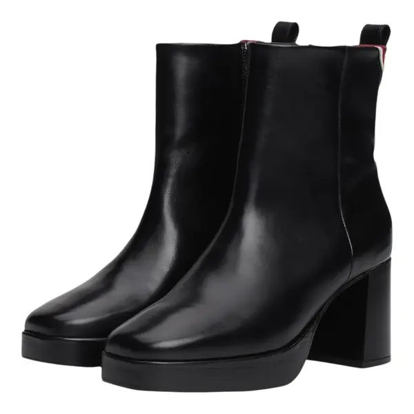 FW0FW08100-BDS Tommy Hilfiger ženske kožne gležnjače Premium Leather High Heel Bootie crne
