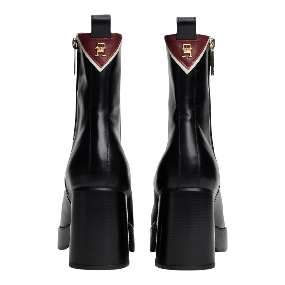 FW0FW08100-BDS Tommy Hilfiger ženske kožne gležnjače Premium Leather High Heel Bootie crne