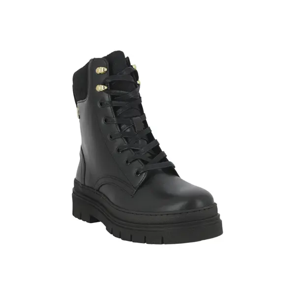 FW0FW08166-BDS Tommy Hilfiger zenske kozne gleznjace Cleated Lace-Up Black