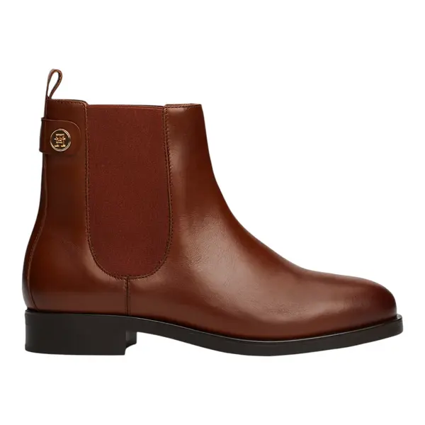FW0FW08184-GPK Tommy Hilfiger zenske kozne gleznjace TH Stud Low Chelsea Cognac Brown