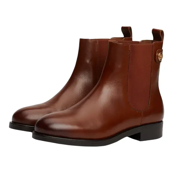 FW0FW08184-GPK Tommy Hilfiger zenske kozne gleznjace TH Stud Low Chelsea Cognac Brown