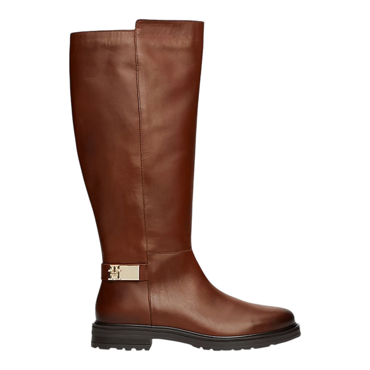 FW0FW08335-GPK TOMMY HILFIGER TH LOGO LEATHER LONG BOOT Cognac Brown - Zenske kozne visoke cizme