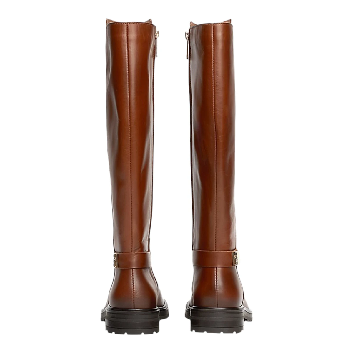 FW0FW08335-GPK TOMMY HILFIGER TH LOGO LEATHER LONG BOOT Cognac Brown - Zenske kozne visoke cizme