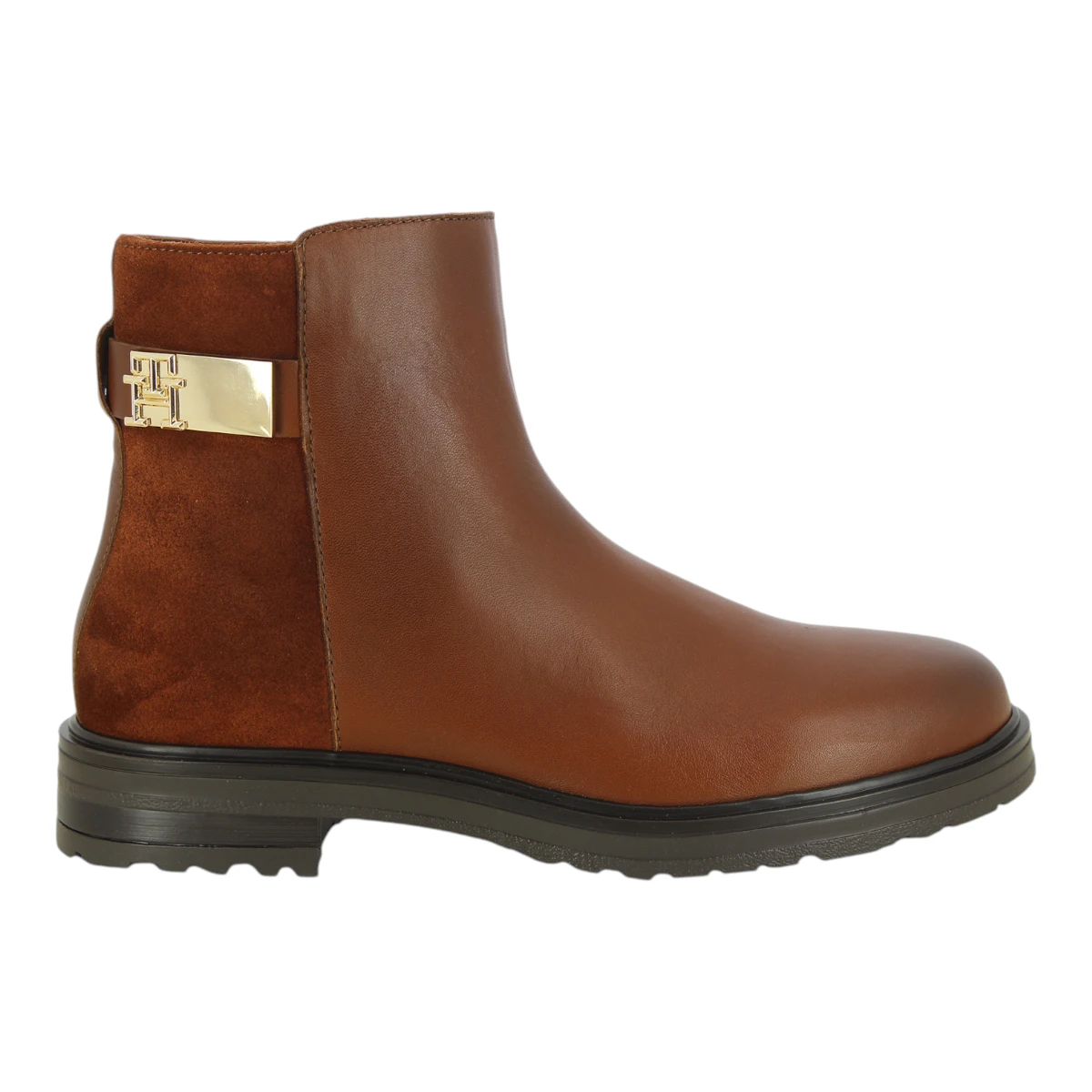 FW0FW08336-GPK TOMMY HILFIGER TH LOGO LEATHER MIX CHELSEA Cognac Brown - Zenske kozne gleznjace chelsea