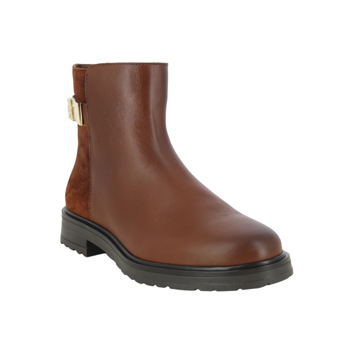FW0FW08336-GPK TOMMY HILFIGER TH LOGO LEATHER MIX CHELSEA Cognac Brown - Zenske kozne gleznjace chelsea