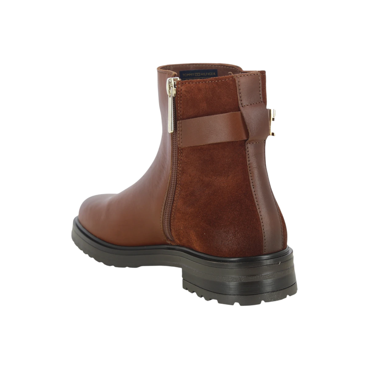 FW0FW08336-GPK TOMMY HILFIGER TH LOGO LEATHER MIX CHELSEA Cognac Brown - Zenske kozne gleznjace chelsea