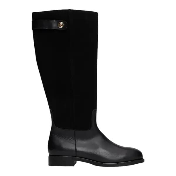 FW0FW08341-BDS TOMMY HILFIGER TH STUD LEATHER MIX LONG BOOT Black - Zenske kozne visoke cizme
