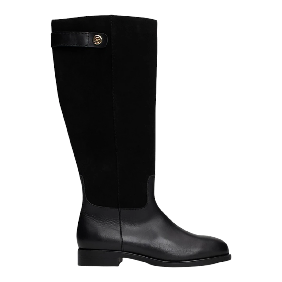 FW0FW08341-BDS TOMMY HILFIGER TH STUD LEATHER MIX LONG BOOT Black - Zenske kozne visoke cizme