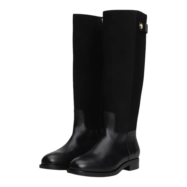 FW0FW08341-BDS TOMMY HILFIGER TH STUD LEATHER MIX LONG BOOT Black - Zenske kozne visoke cizme