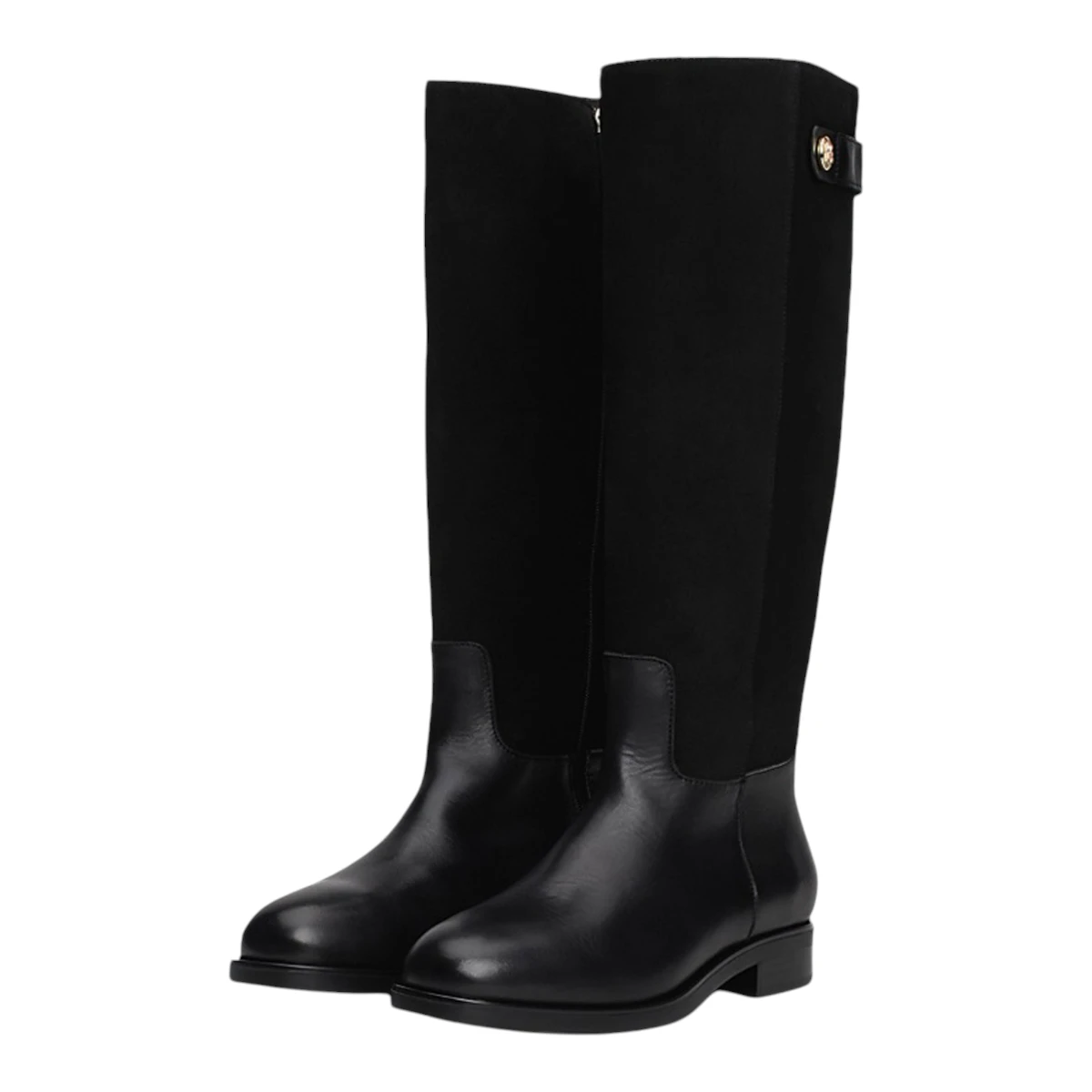 FW0FW08341-BDS TOMMY HILFIGER TH STUD LEATHER MIX LONG BOOT Black - Zenske kozne visoke cizme