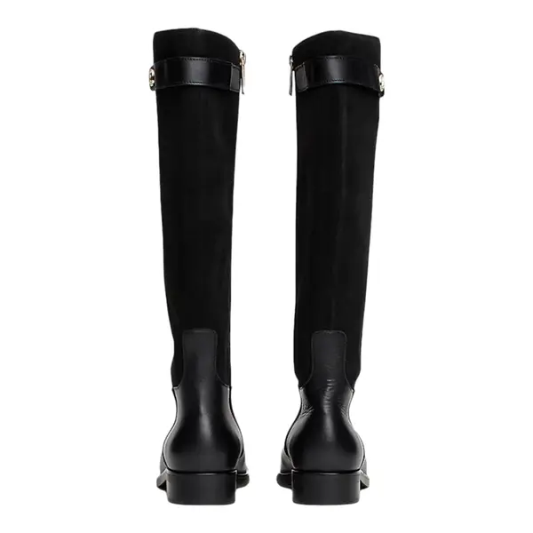 FW0FW08341-BDS TOMMY HILFIGER TH STUD LEATHER MIX LONG BOOT Black - Zenske kozne visoke cizme