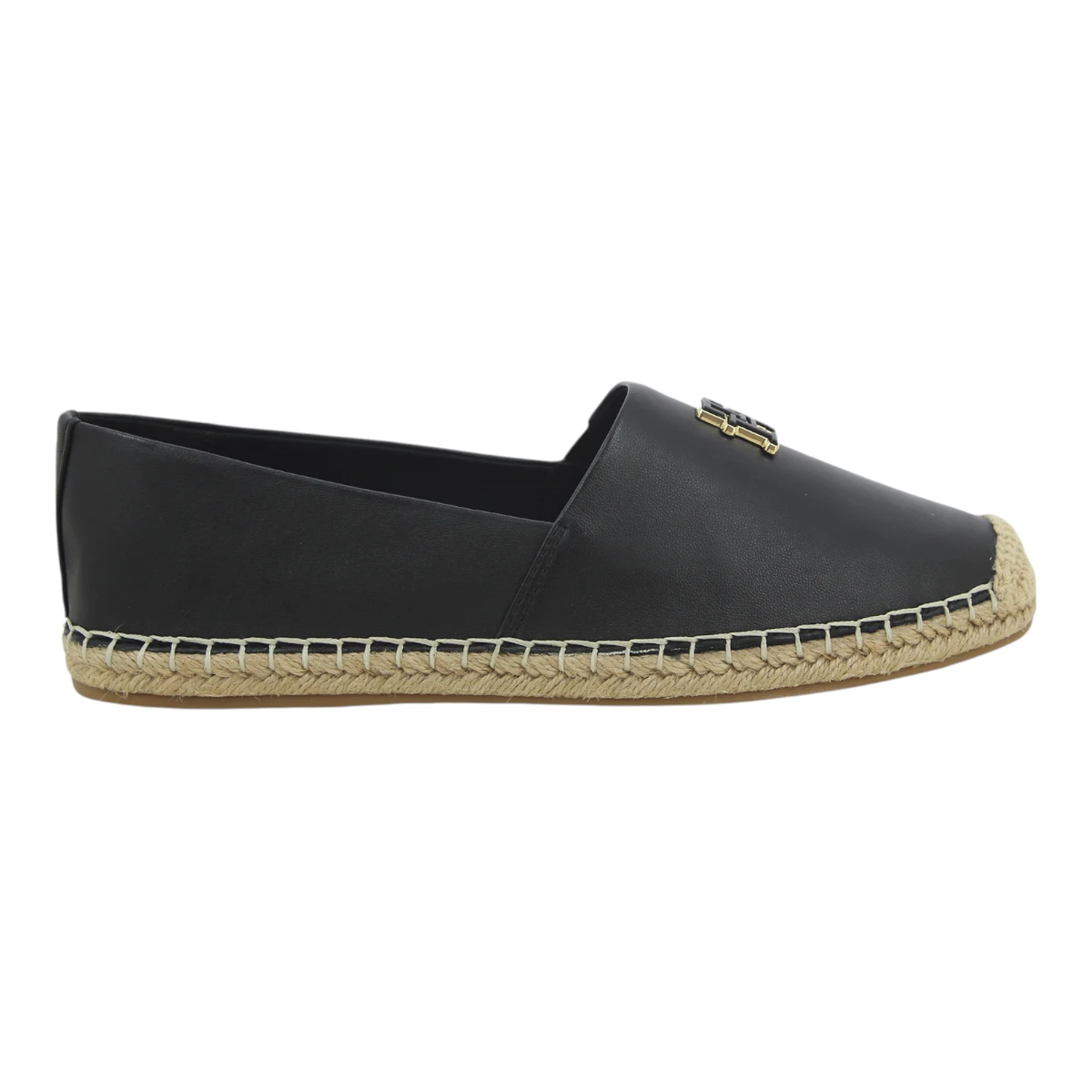 FW0FW08540-BDS TOMMY HILFIGER TH LOGO LEATHER ESPADRILLE Black - Zenske kozne espadrile