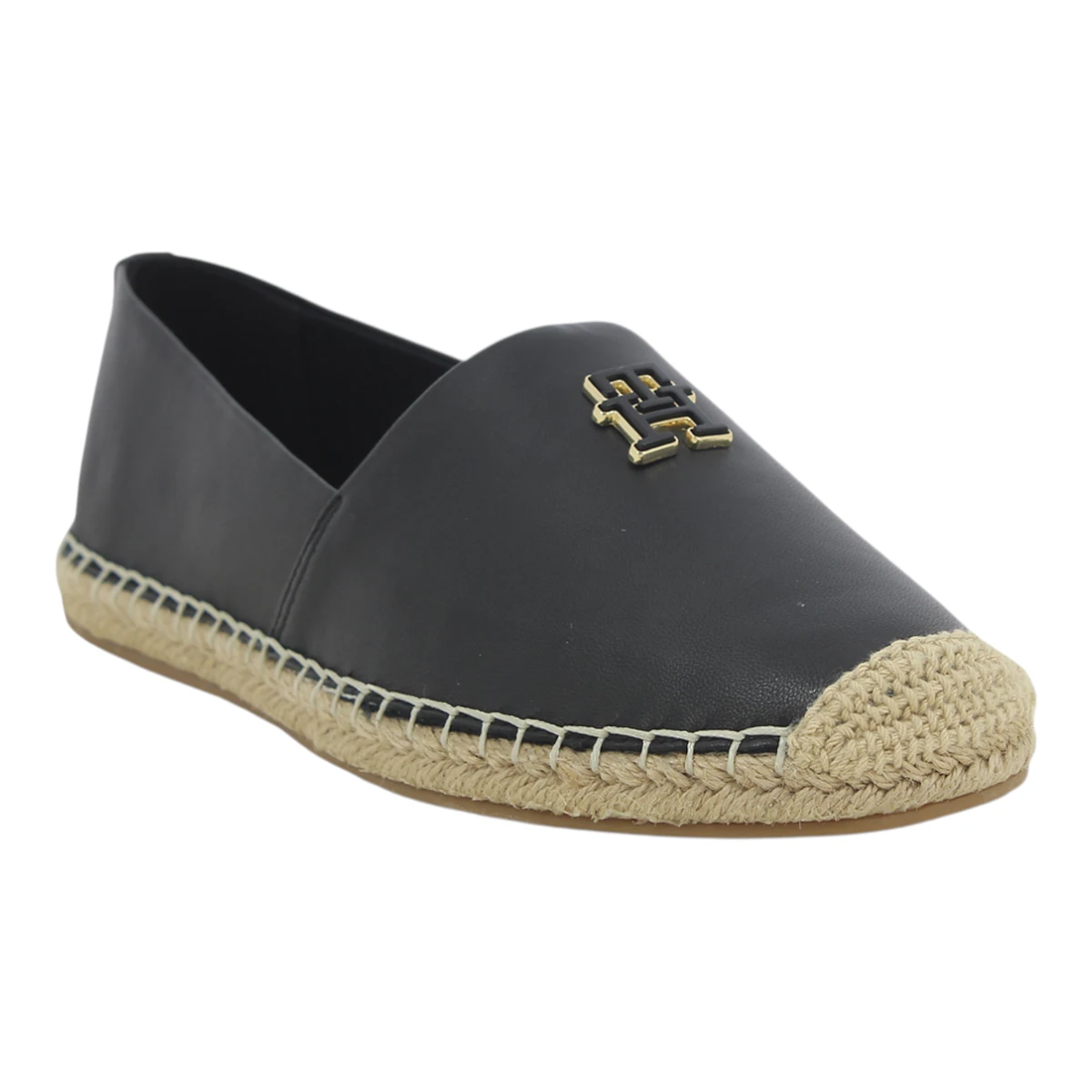 FW0FW08540-BDS TOMMY HILFIGER TH LOGO LEATHER ESPADRILLE Black - Zenske kozne espadrile