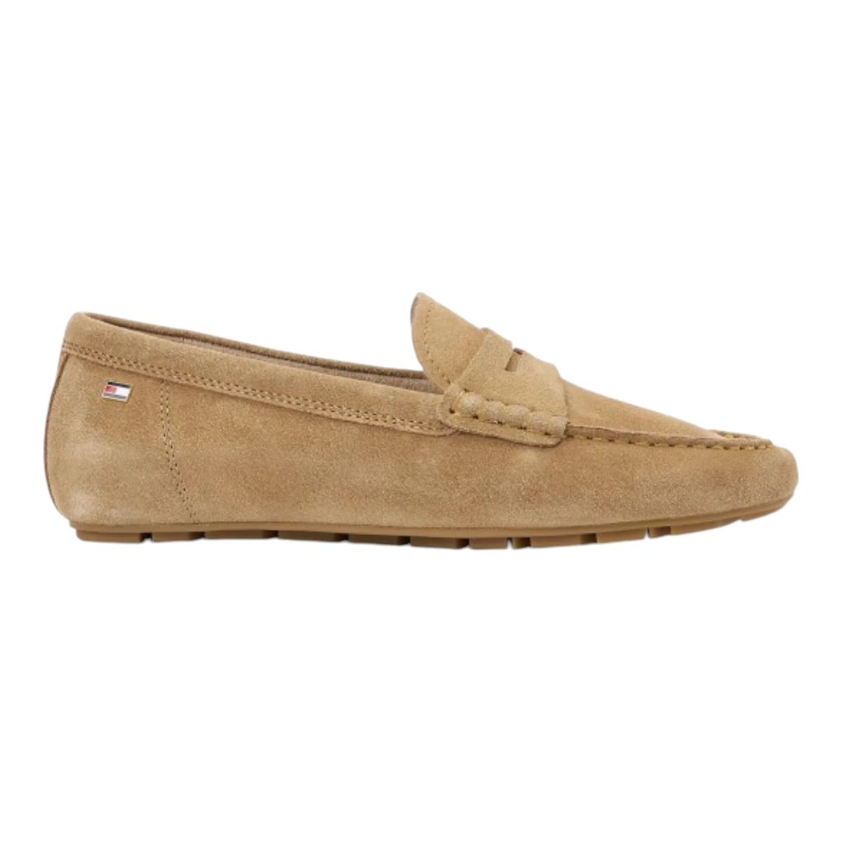 FW0FW08558-RBC TOMMY HILFIGER FLAG SOFT SUEDE DRIVER LOAFER Safari Canvas - Zenske brusene kozne mokasine