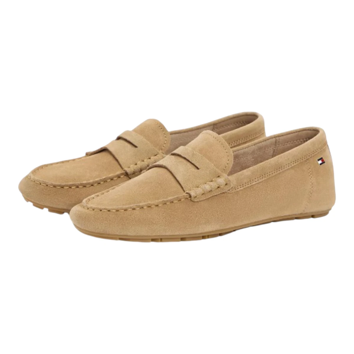 FW0FW08558-RBC TOMMY HILFIGER FLAG SOFT SUEDE DRIVER LOAFER Safari Canvas - Zenske brusene kozne mokasine