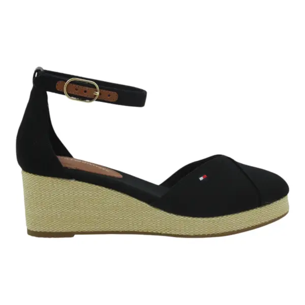 Tommy Hilfiger Ženske Sandale Flag Closed Toe Mid Wedge Espad Crna