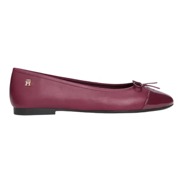 Tommy Hilfiger Ženske Balerinke Patent Toe Cap Lthr Bordo