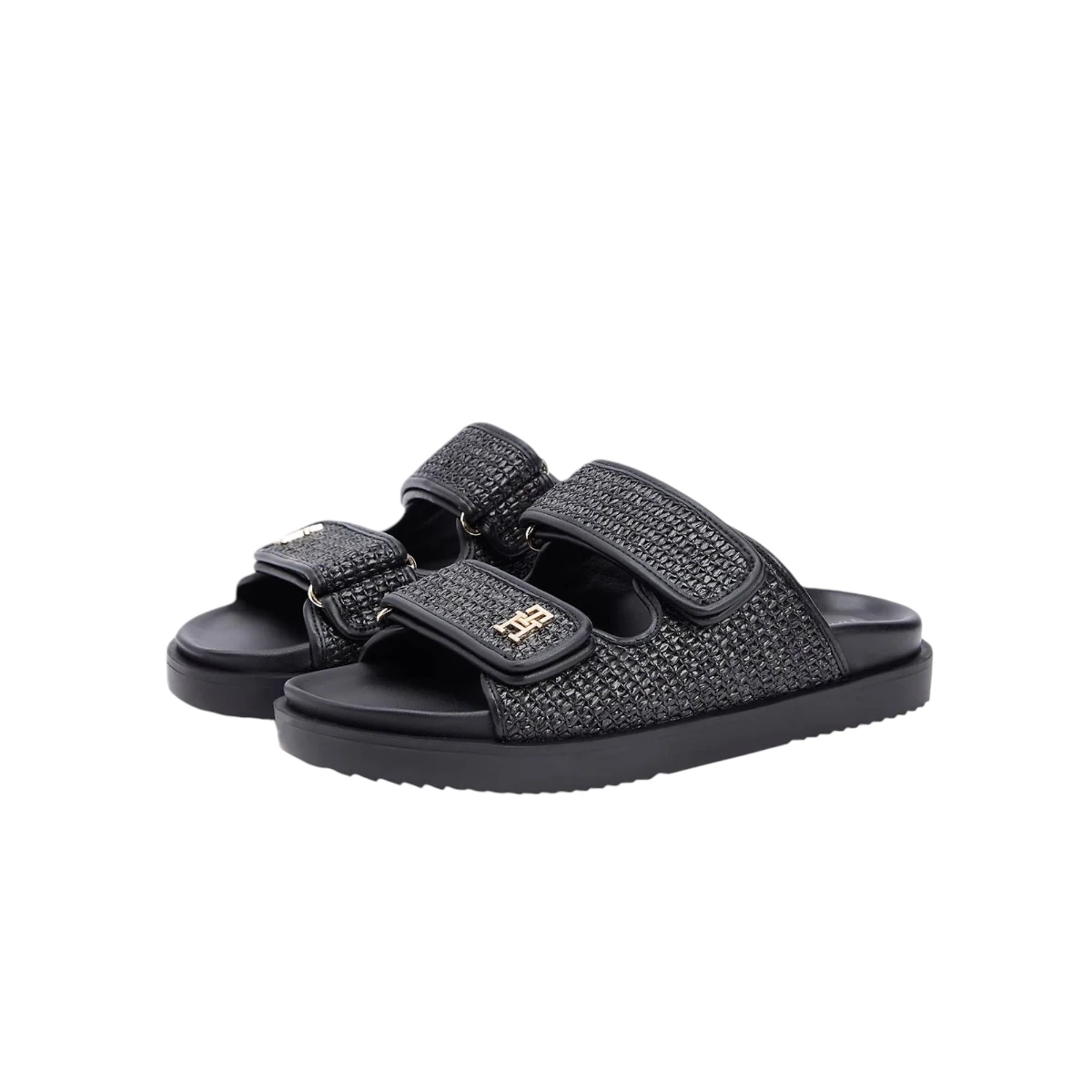 FW0FW09122-BDS Tommy Hilfiger ženska natikača DOUBLE STRAP RAFFIA SANDAL Black