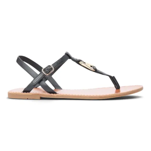 Tommy Hilfiger Ženske Japanke Leather Thong Sandal Crna