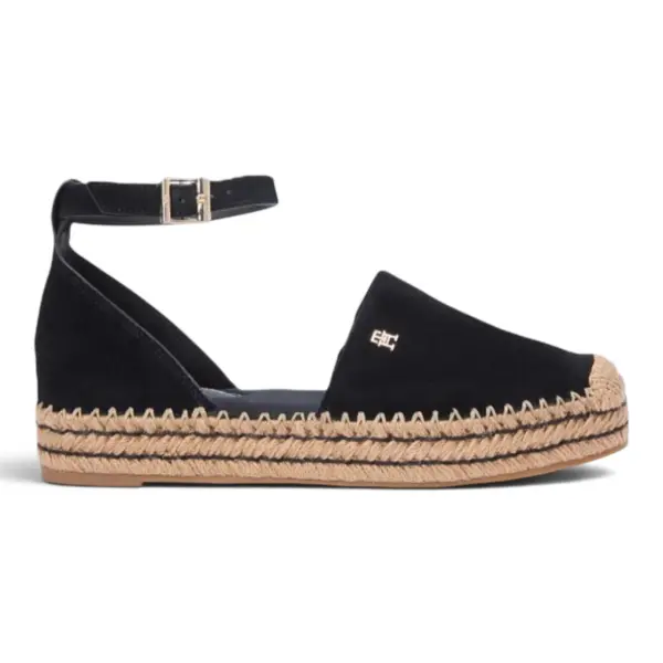 Tommy Hilfiger Ženske Sandale Platform Espad Suede Strap Crna