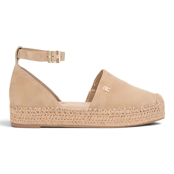 Tommy Hilfiger Ženske Sandale Platform Espad Suede Strap Safari Canvas Bež