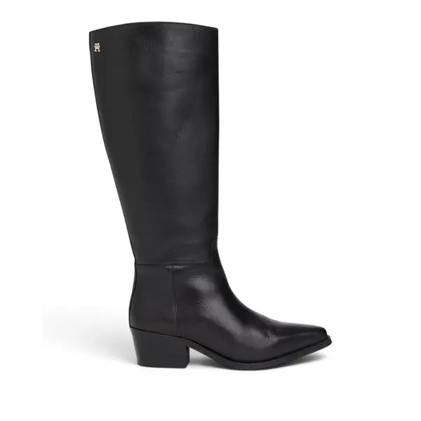FW0FW09157-BDS Tommy Hilfiger Ženske Čizme TH Cowboy Leather Long Boot Crna