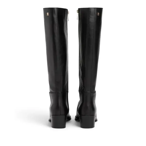 FW0FW09157-BDS Tommy Hilfiger Ženske Čizme TH Cowboy Leather Long Boot Crna