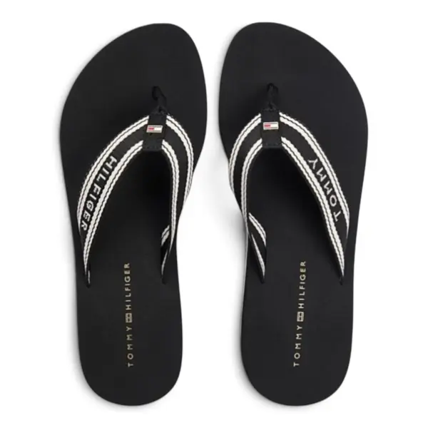 Tommy Hilfiger Ženske Japanke Flag Print Sandal Crna