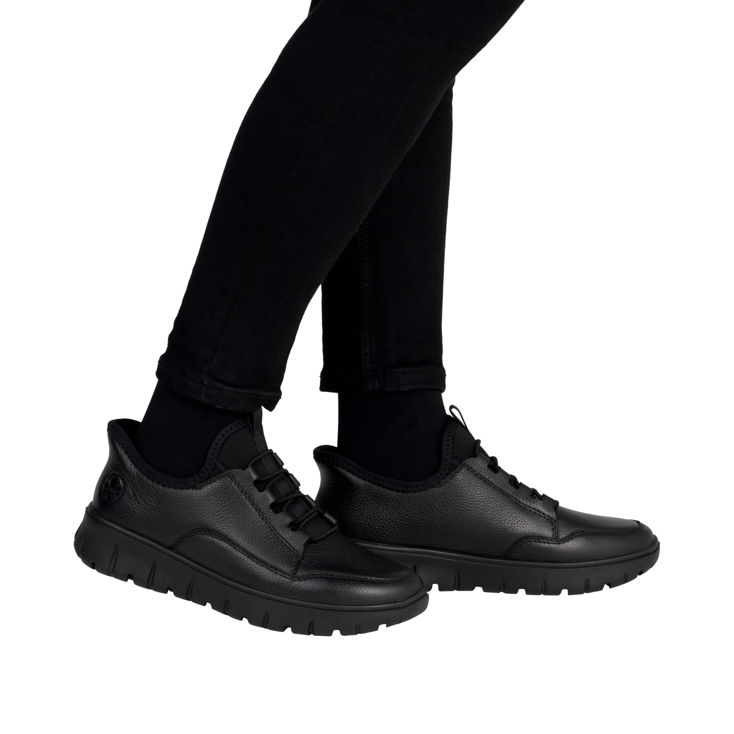 N1357-00 Ženske crne slip-on cipele s povišenim potplatom - Rieker