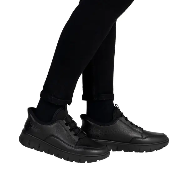 N1357-00 Ženske crne slip-on cipele s povišenim potplatom - Rieker